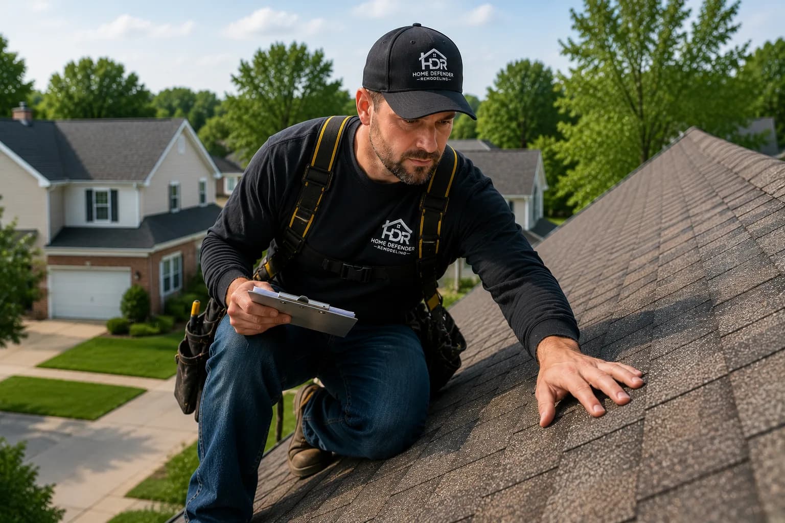 Home Defender Remodeling crew working on a Madison roof